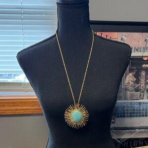 Trina Turk Gold Necklace with Turquoise Medallion